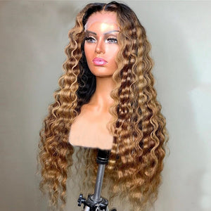 Frontal Lace Brown Highlight Deep Wave