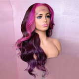 Highlight Pink Burgundy Frontal Lace Wig