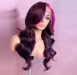 Highlight Pink Burgundy Frontal Lace Wig
